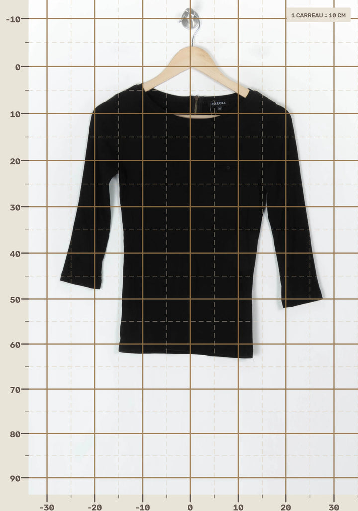 T-shirt manches longues noir - Taille S/36 de la marque Caroll | PARAD124265 - Vendu par Paradigme - Image 4