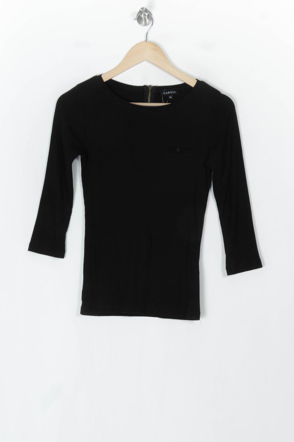 T-shirt manches longues noir - Taille S/36 de la marque Caroll | PARAD124265 - Vendu par Paradigme - Image 2