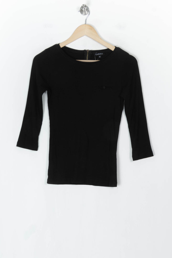 T-shirt manches longues noir - Taille S/36 de la marque Caroll | PARAD124265 - Vendu par Paradigme - Image 2