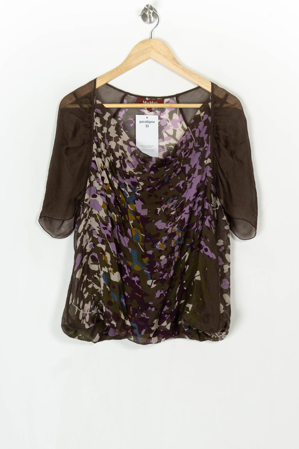 Blouse Violette et Marron - Taille L/40 de la marque Max Mara | PARAD124285 - Vendu par Paradigme - Image 2