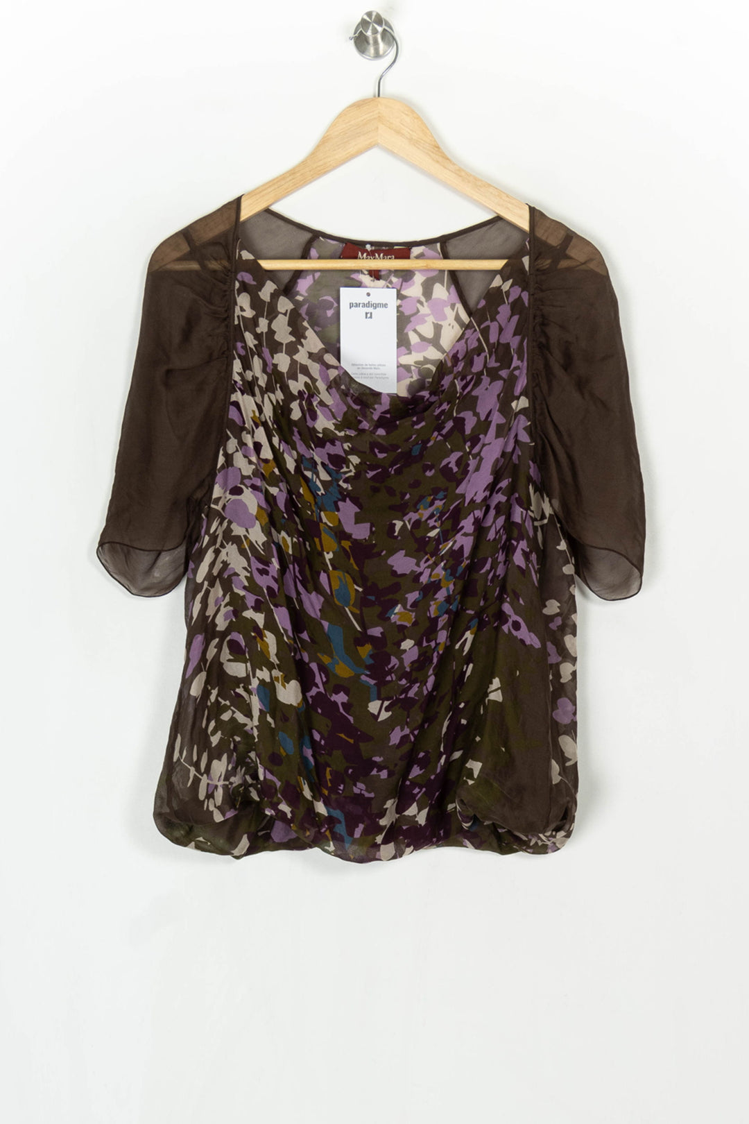 Blouse Violette et Marron - Taille L/40 de la marque Max Mara | PARAD124285 - Vendu par Paradigme - Image 2