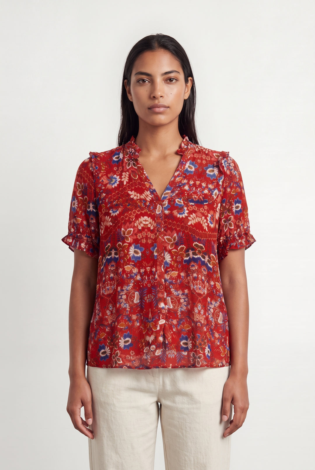 Blouse Rouge et Bleue - Taille L/40 de la marque ZAPA | PARAD124312 - Vendu par Paradigme - Image 1