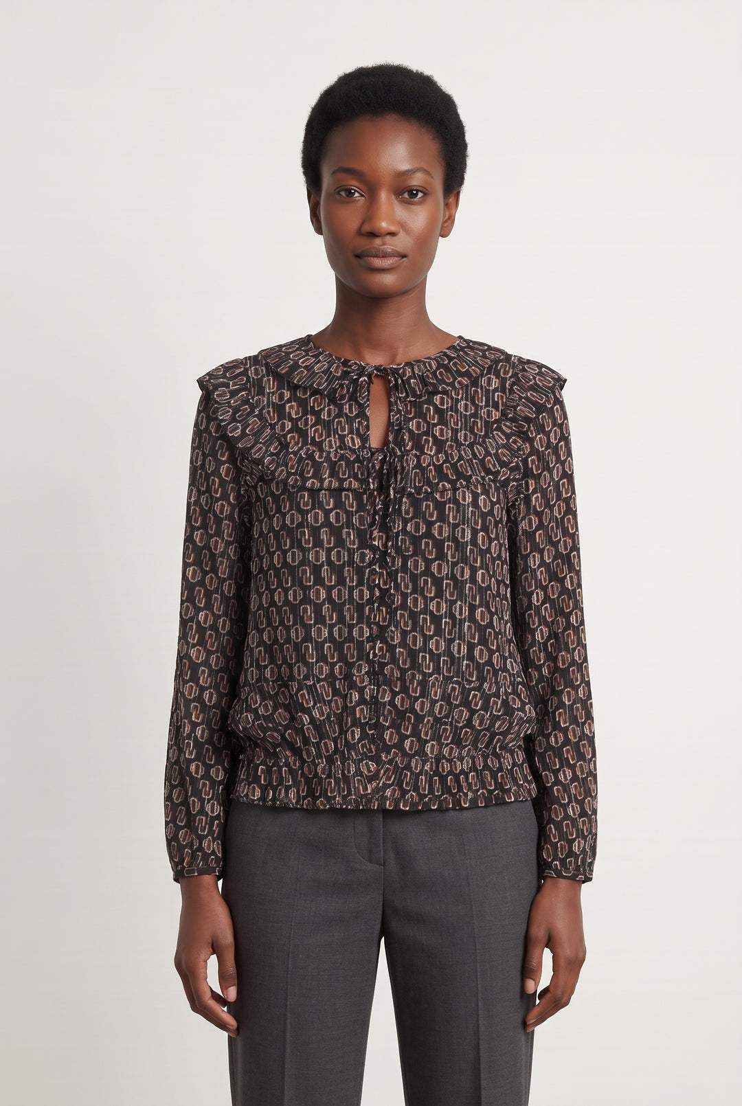 Blouse Noire et Marron - Taille M/38 de la marque Maje | PARAD124314 - Vendu par Paradigme - Image 1