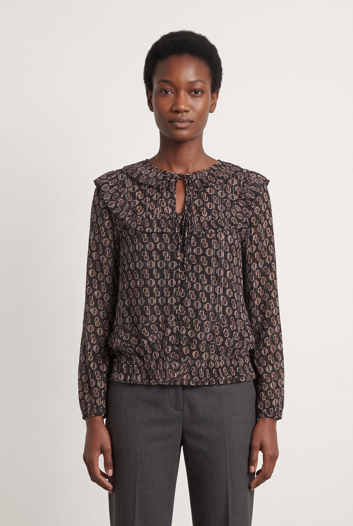 Blouse Noire et Marron - Taille M/38 de la marque Maje | PARAD124314 - Vendu par Paradigme - Image 1