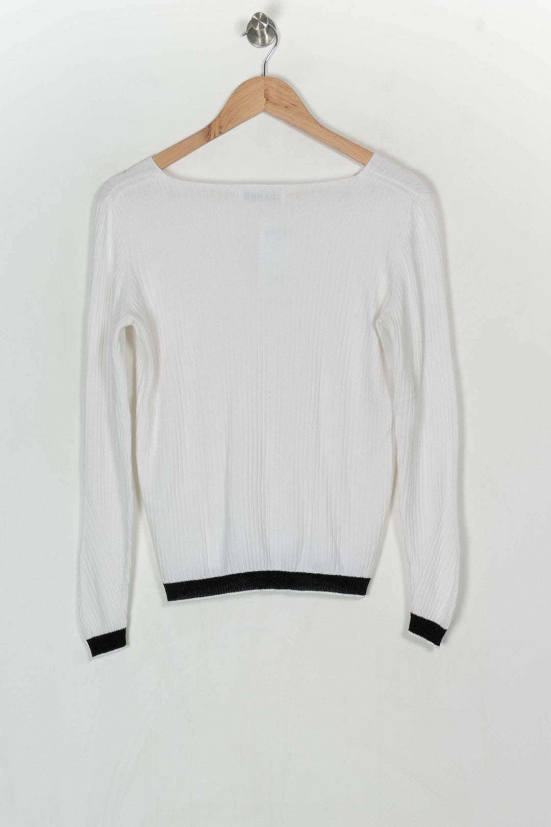 Pull Col V Blanc - Taille L/40 de la marque ZAPA | PARAD124316 - Vendu par Paradigme - Image 5