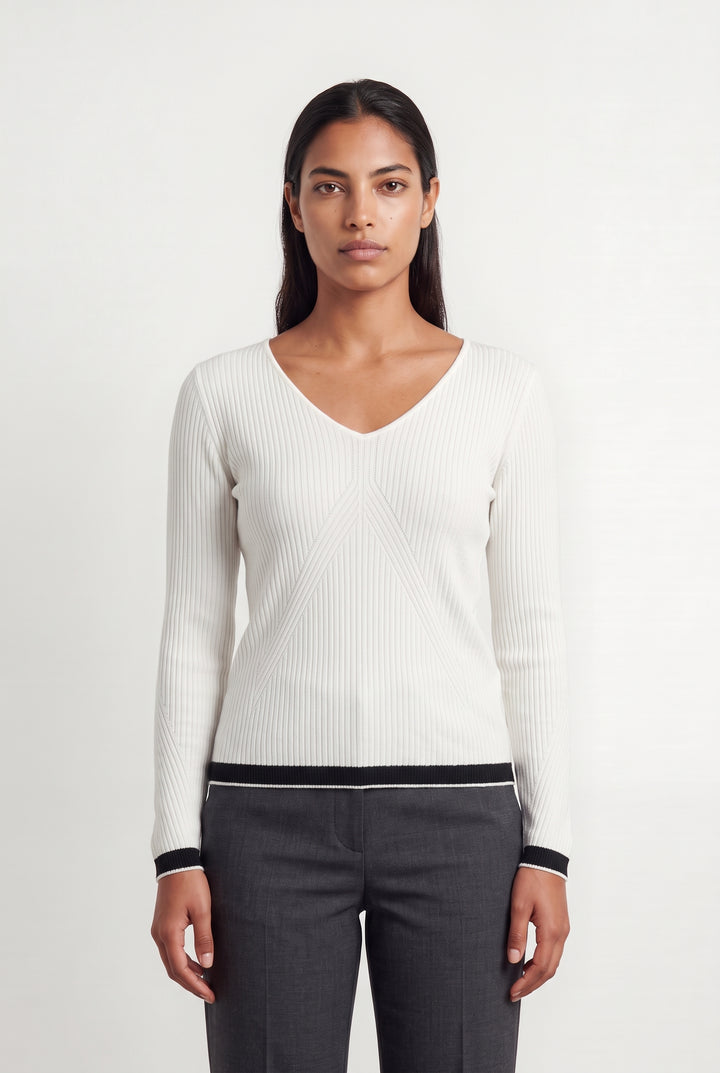 Pull Col V Blanc - Taille L/40 de la marque ZAPA | PARAD124316 - Vendu par Paradigme - Image 1