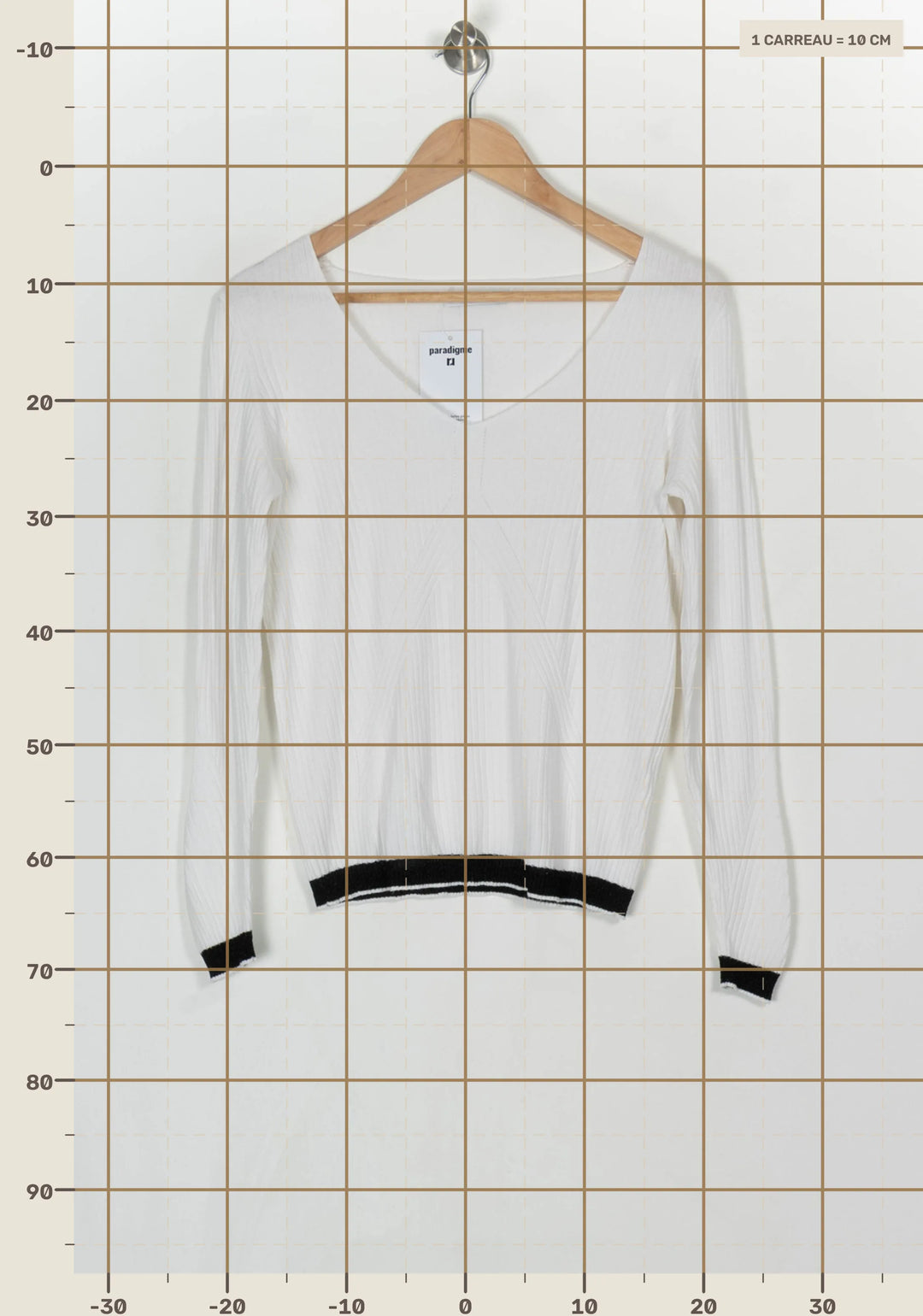 Pull Col V Blanc - Taille L/40 de la marque ZAPA | PARAD124316 - Vendu par Paradigme - Image 4