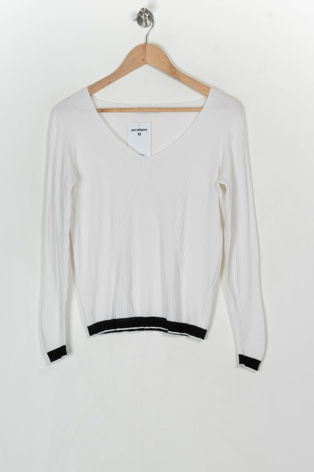 Pull Col V Blanc - Taille L/40 de la marque ZAPA | PARAD124316 - Vendu par Paradigme - Image 2