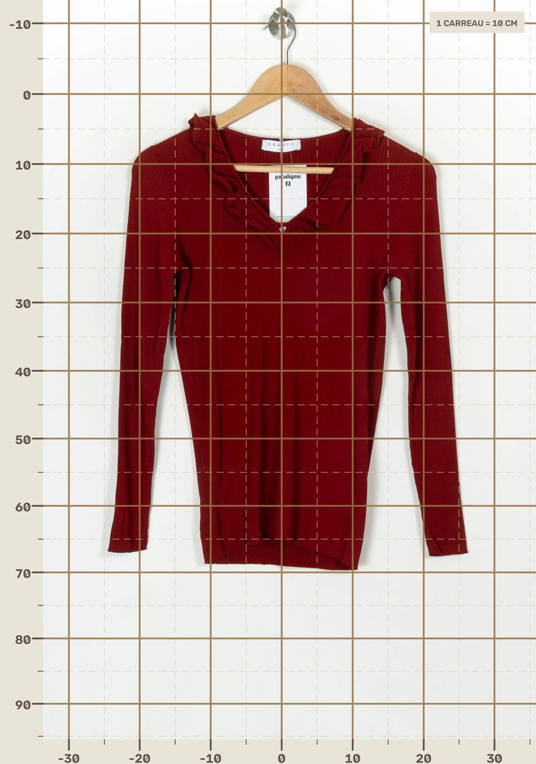 Pull Bordeaux - Taille L/40 de la marque Sandro | PARAD124320 - Vendu par Paradigme - Image 4