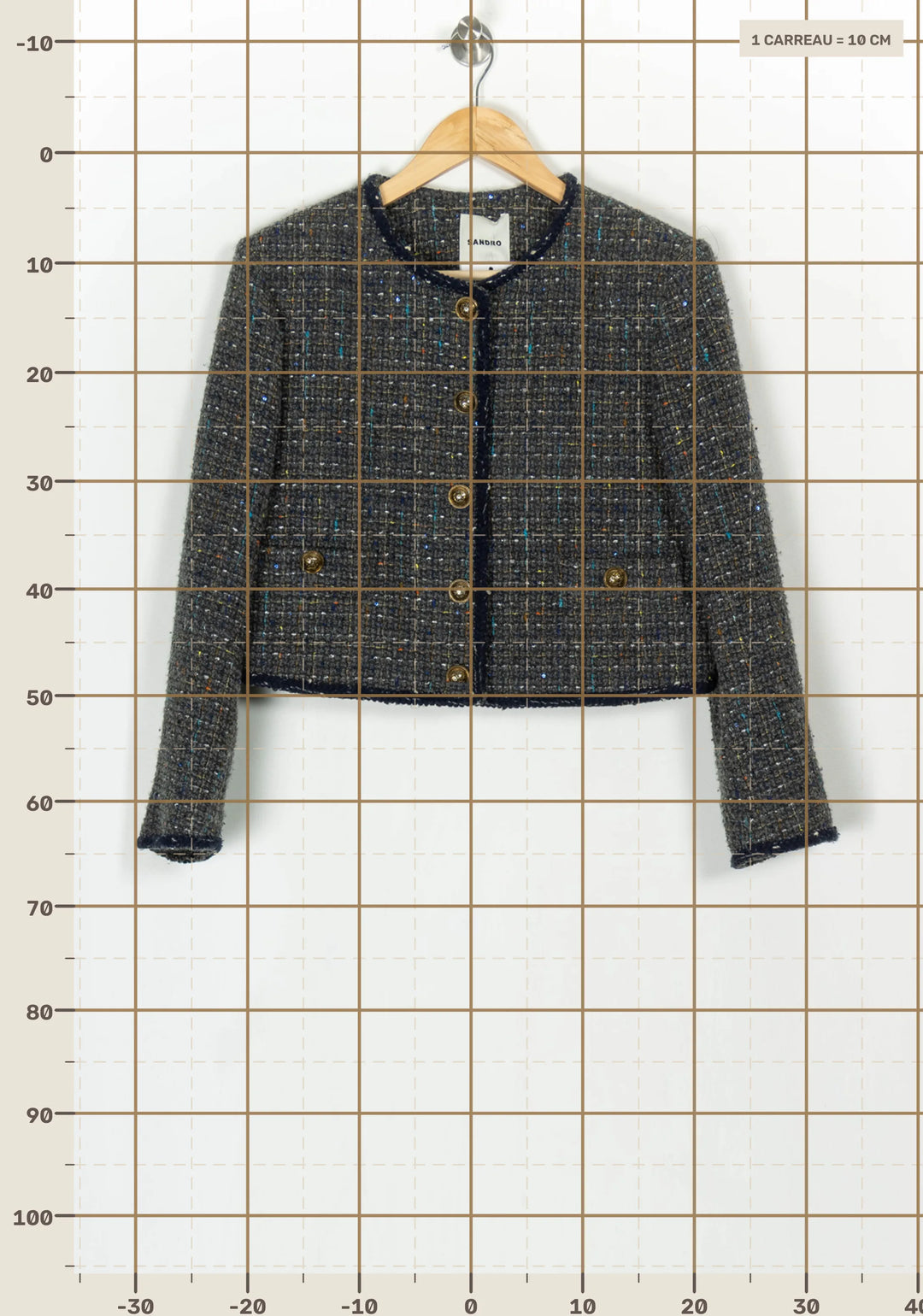 Veste Grise - Taille L/40 de la marque Sandro | PARAD124329 - Vendu par Paradigme - Image 4