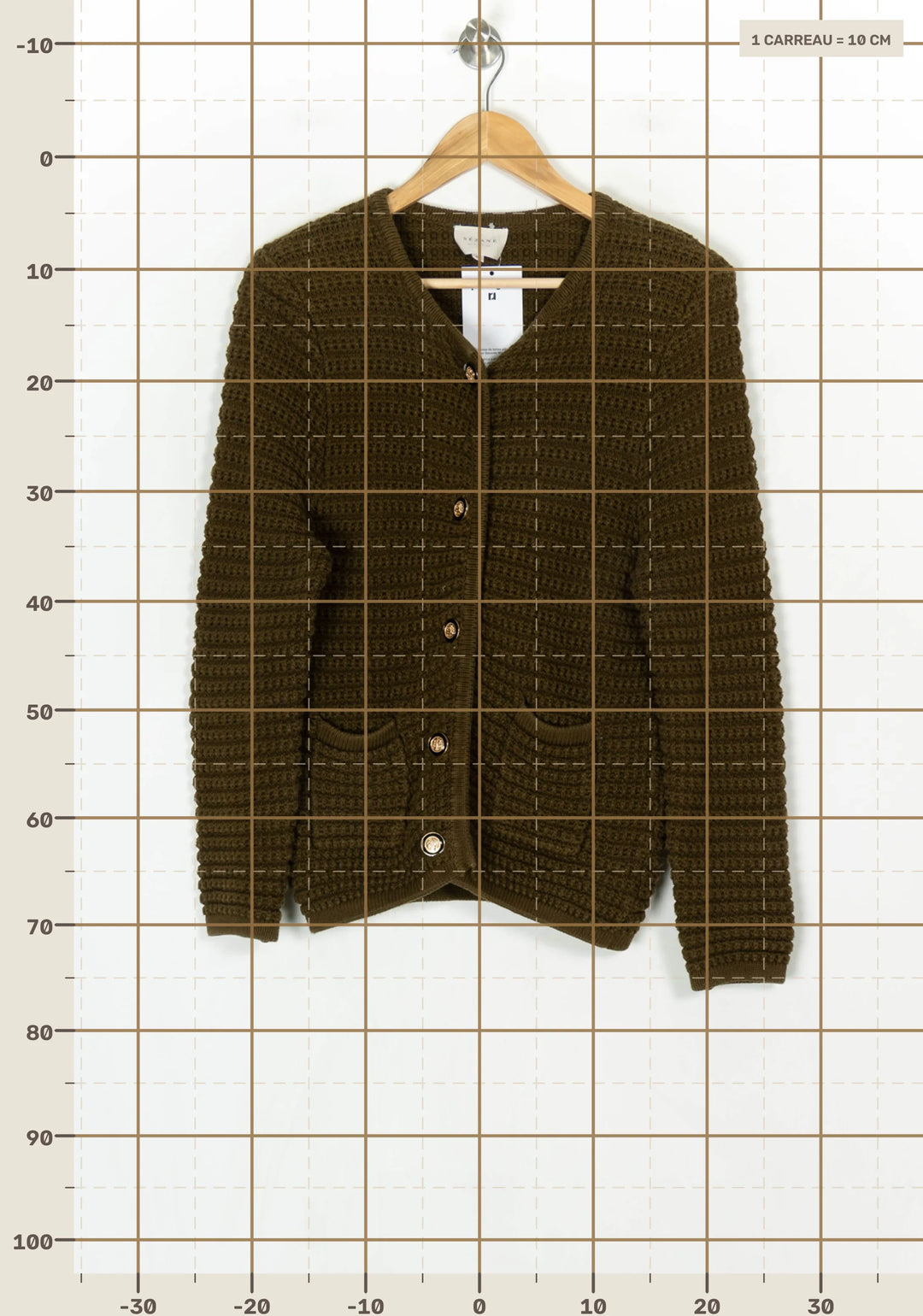 Gilet Vert Kaki - Taille S/36 de la marque Sézane | PARAD124331 - Vendu par Paradigme - Image 4