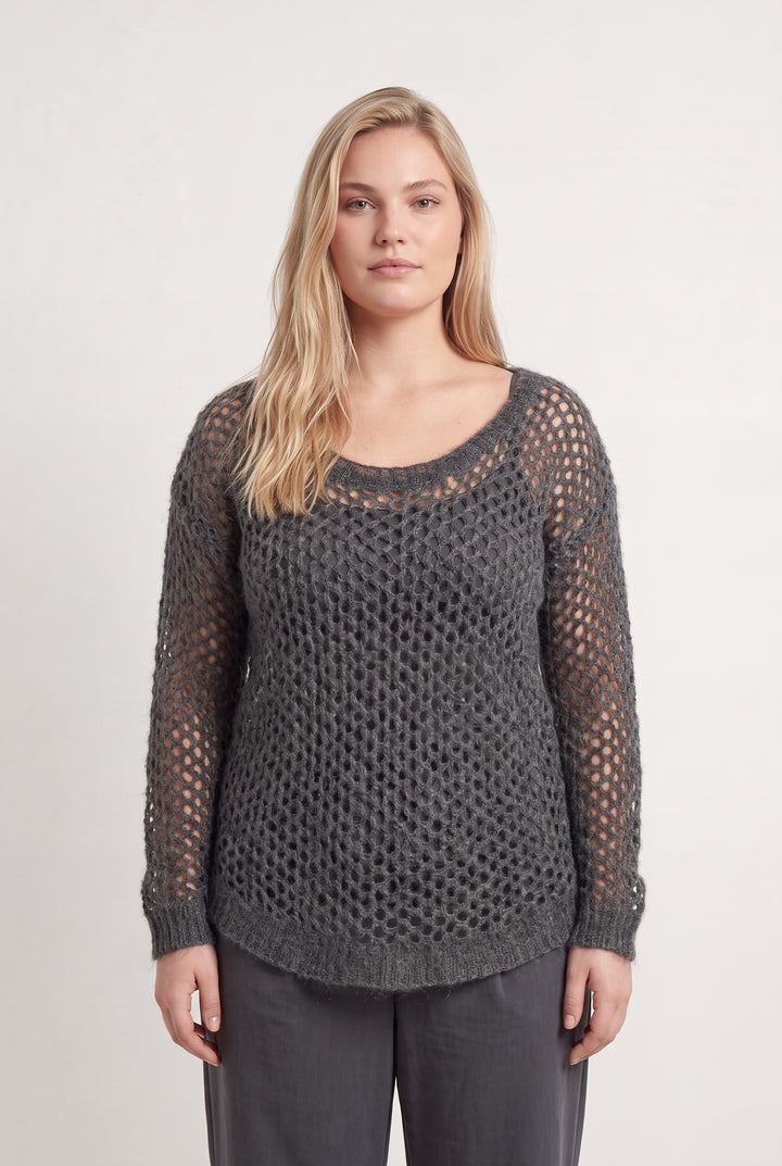 Pull ajouré gris foncé - Taille XL/42 de la marque IKKS | PARAD124338 - Vendu par Paradigme - Image 1