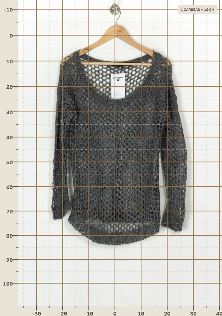 Pull ajouré gris foncé - Taille XL/42 de la marque IKKS | PARAD124338 - Vendu par Paradigme - Image 4