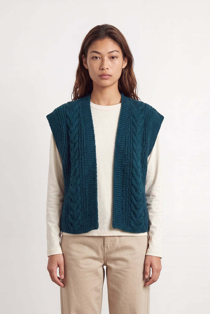 Gilet Sans Manches Bleu - Taille S/36 de la marque La Fée Maraboutée | PARAD124344 - Vendu par Paradigme - Image 1