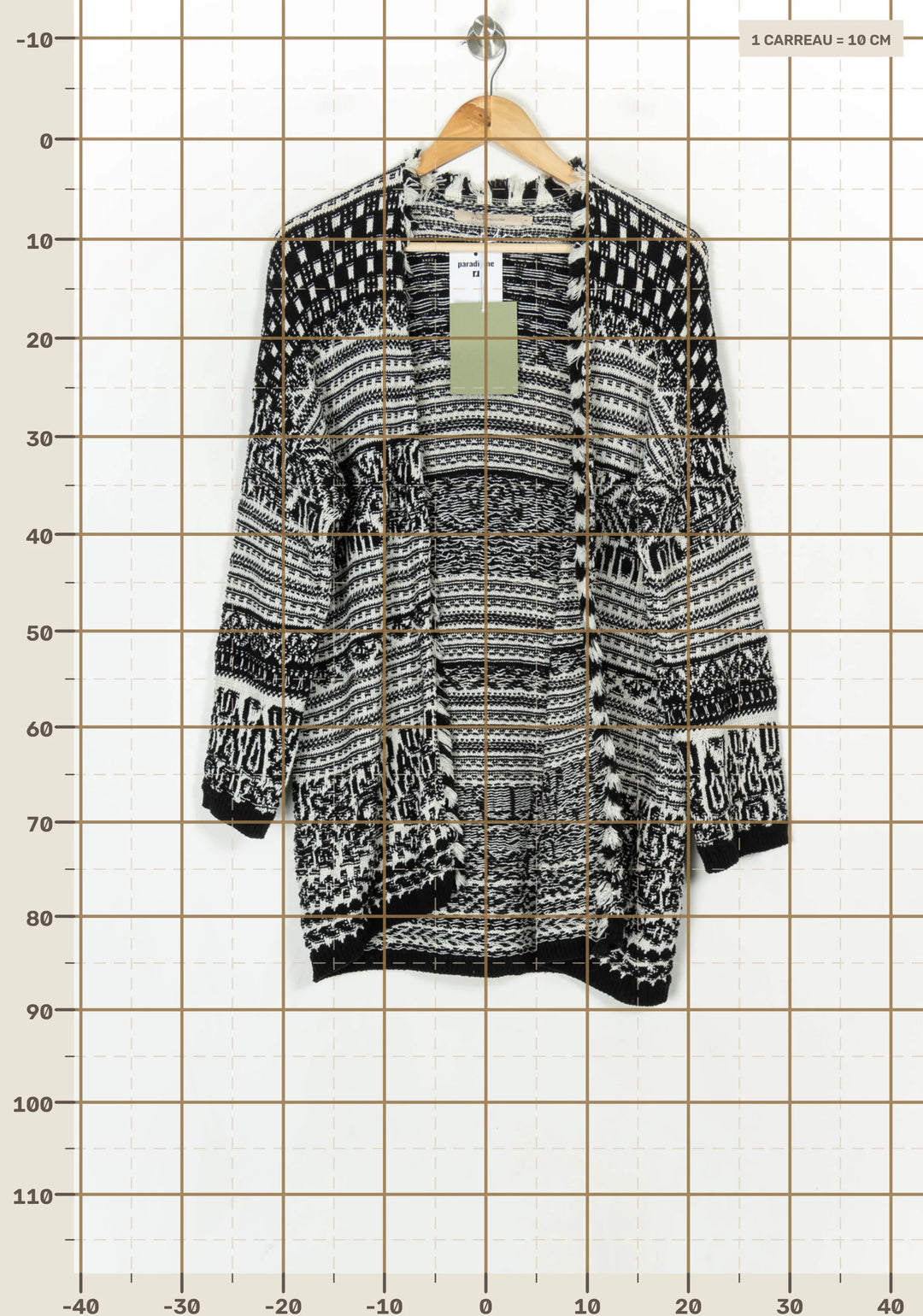 Gilet Noir et Blanc - Taille S/36 de la marque La Fée Maraboutée | PARAD124353 - Vendu par Paradigme - Image 4