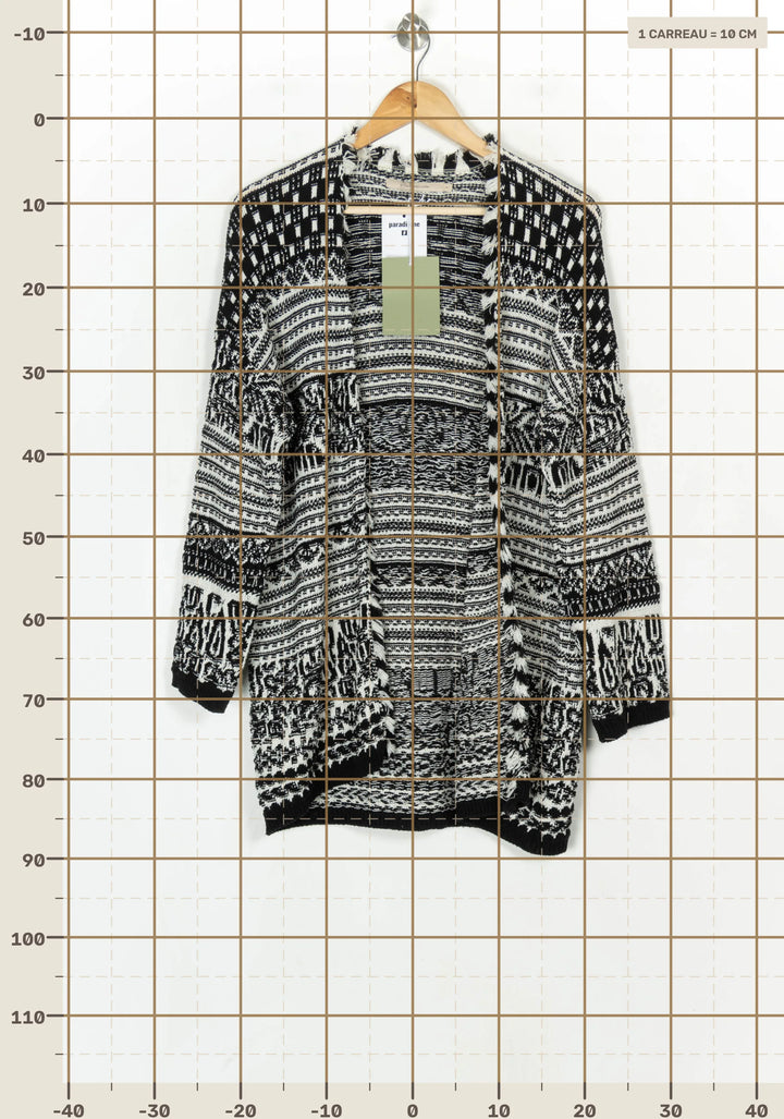Gilet Noir et Blanc - Taille S/36 de la marque La Fée Maraboutée | PARAD124353 - Vendu par Paradigme - Image 4