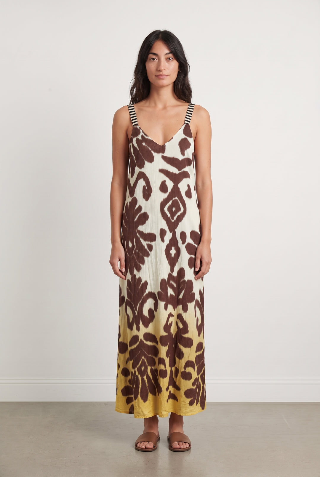 Robe Longue Marron et Jaune - Taille XS/34 de la marque Imprevu | PARAD124363 - Vendu par Paradigme - Image 1