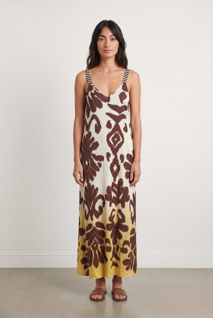 Robe Longue Marron et Jaune - Taille XS/34 de la marque Imprevu | PARAD124363 - Vendu par Paradigme - Image 1