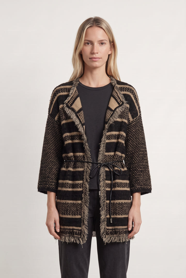 Cardigan Noir et Beige - Taille S/36 de la marque Derhy | PARAD124368 - Vendu par Paradigme - Image 1