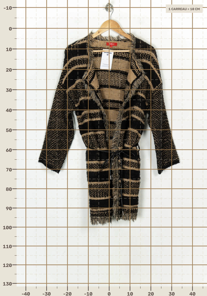 Cardigan Noir et Beige - Taille S/36 de la marque Derhy | PARAD124368 - Vendu par Paradigme - Image 4