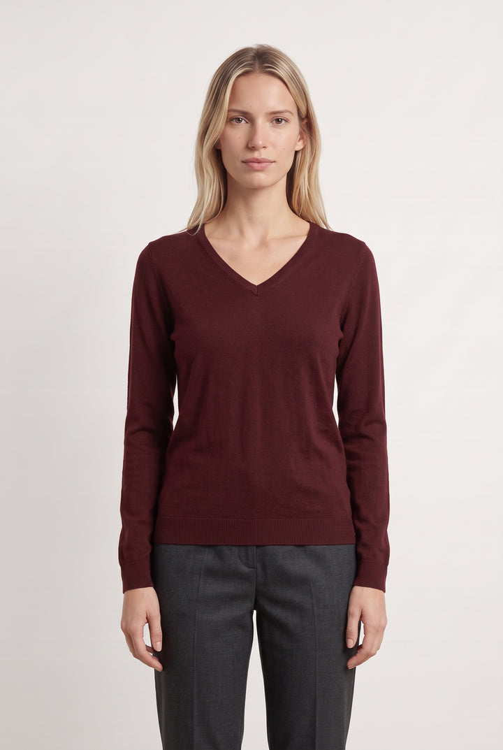 Pull Col V Bordeaux - Taille S/36 de la marque Caroll | PARAD124374 - Vendu par Paradigme - Image 1