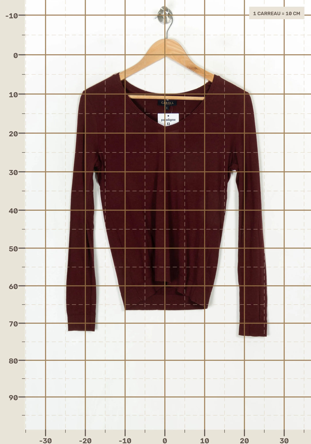 Pull Col V Bordeaux - Taille S/36 de la marque Caroll | PARAD124374 - Vendu par Paradigme - Image 4