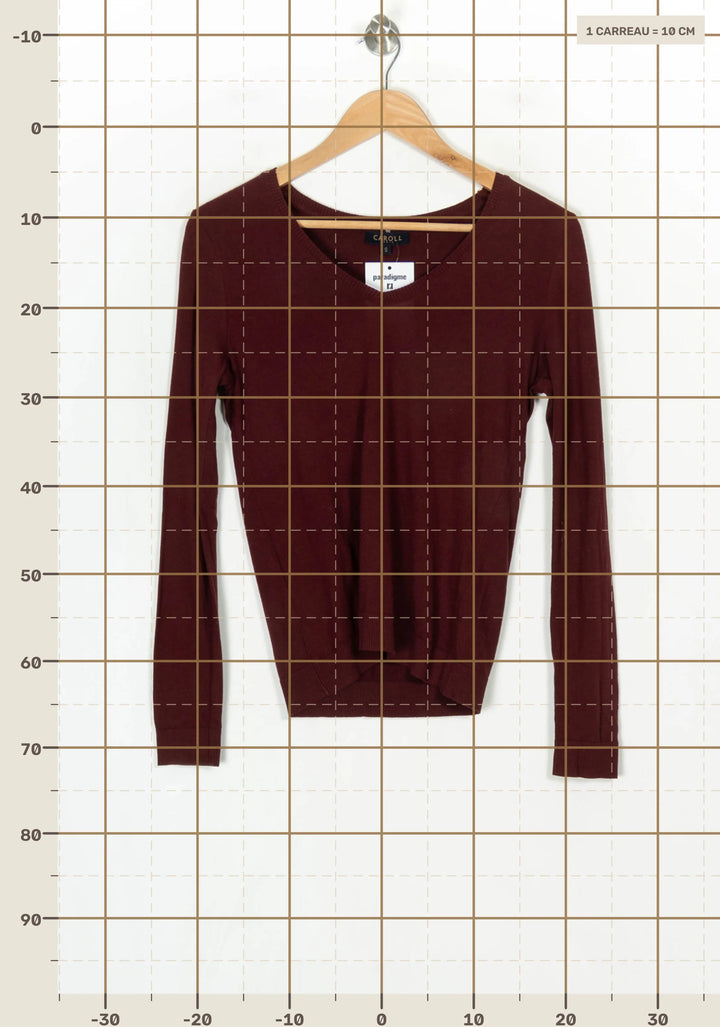 Pull Col V Bordeaux - Taille S/36 de la marque Caroll | PARAD124374 - Vendu par Paradigme - Image 4