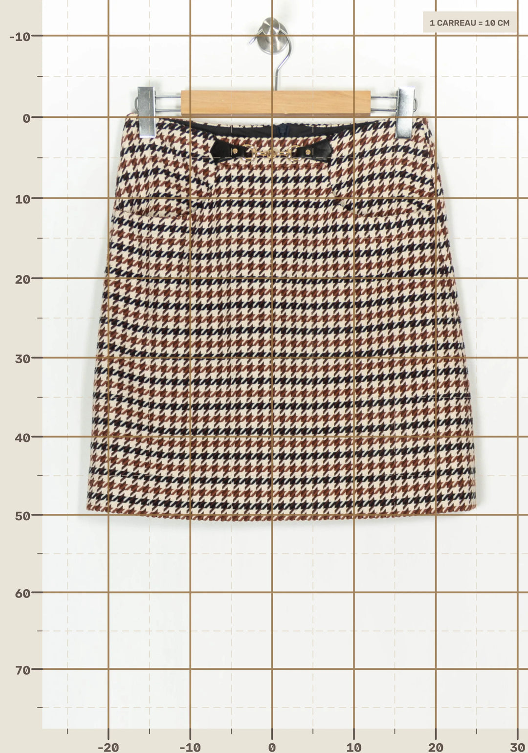 Jupe Courte Beige et Marron - Taille L/40 de la marque Caroll | PARAD124382 - Vendu par Paradigme - Image 4