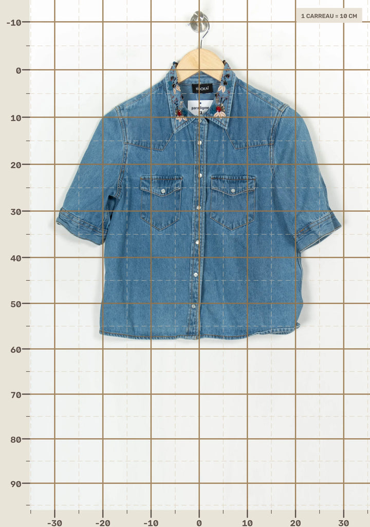 Chemise En Jean Bleue - Taille S/36 de la marque Kookai | PARAD124385 - Vendu par Paradigme - Image 4