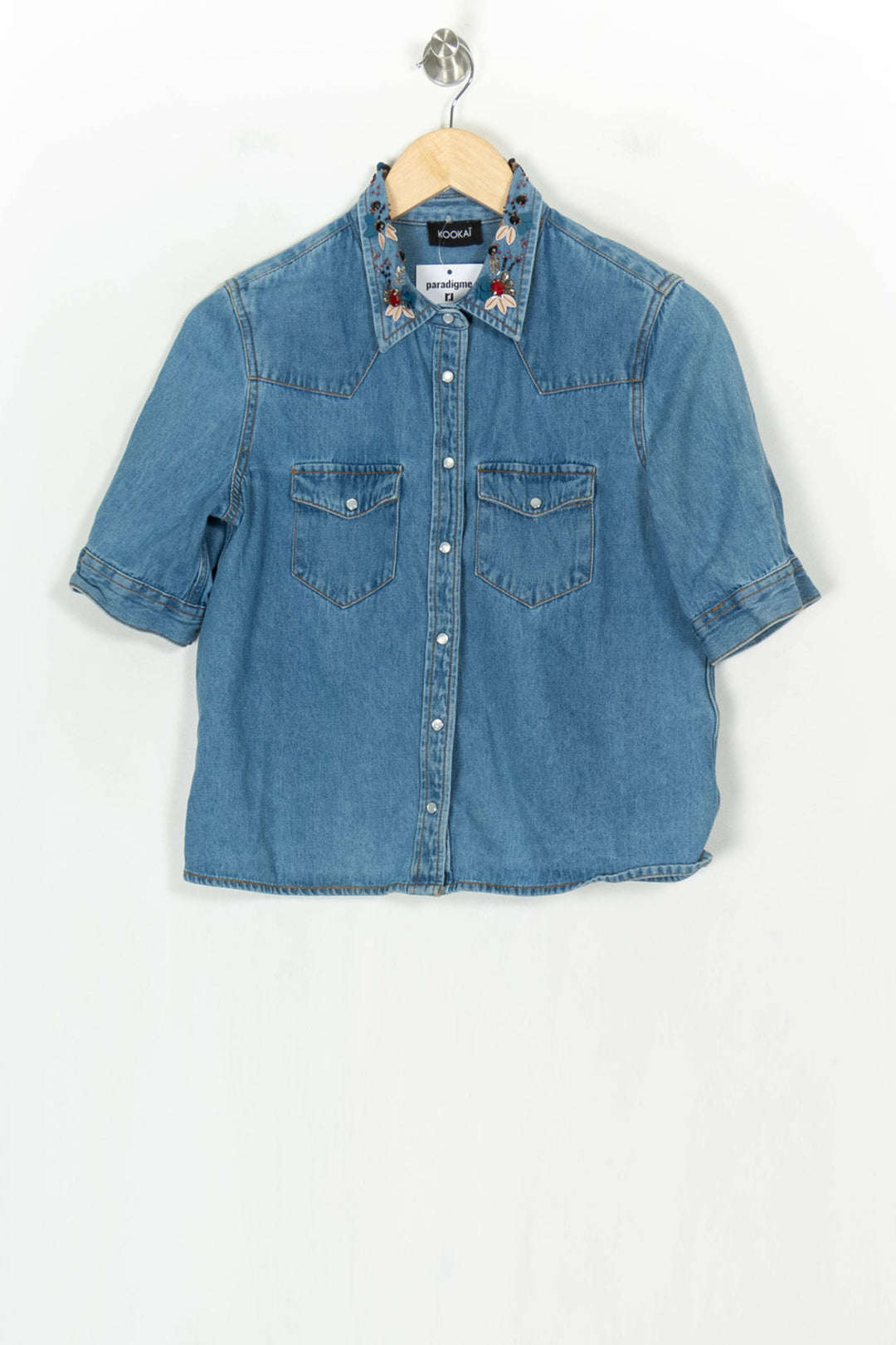 Chemise En Jean Bleue - Taille S/36 de la marque Kookai | PARAD124385 - Vendu par Paradigme - Image 2