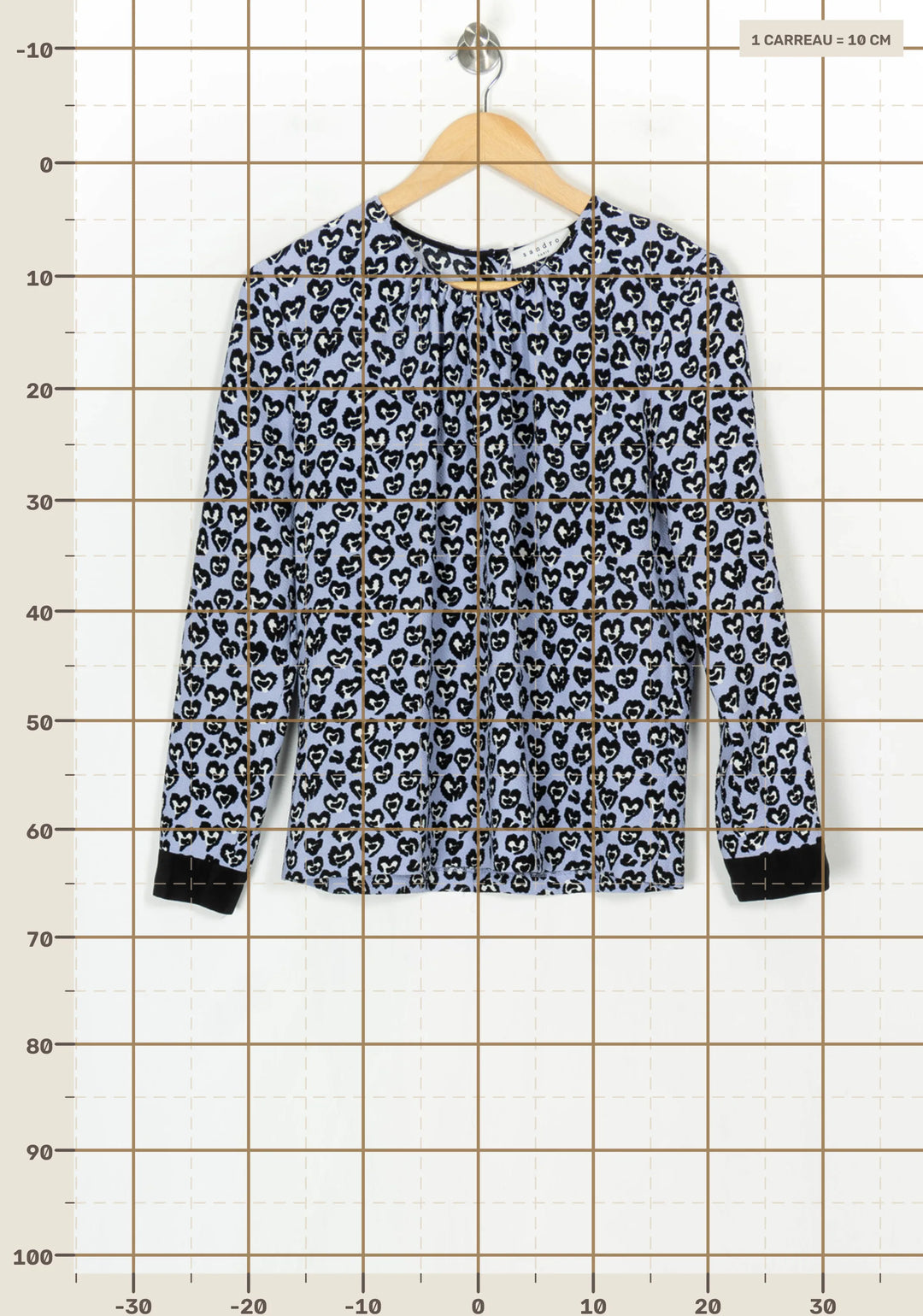 Blouse Bleue et Noire - Taille L/40 de la marque Sandro | PARAD124388 - Vendu par Paradigme - Image 4