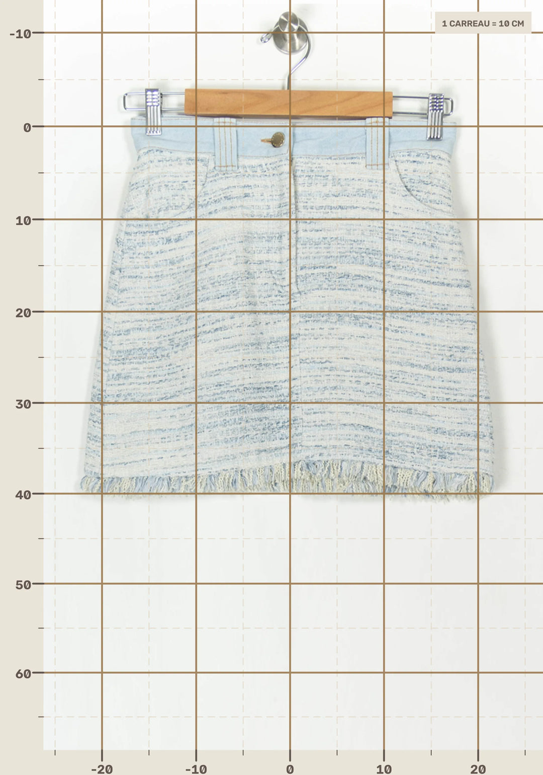 Jupe Midi Bleue et Blanche - Taille S/36 de la marque Sandro | PARAD124395 - Vendu par Paradigme - Image 4