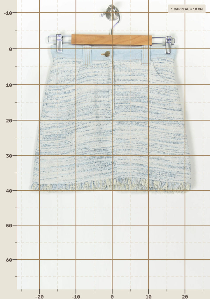 Jupe Midi Bleue et Blanche - Taille S/36 de la marque Sandro | PARAD124395 - Vendu par Paradigme - Image 4
