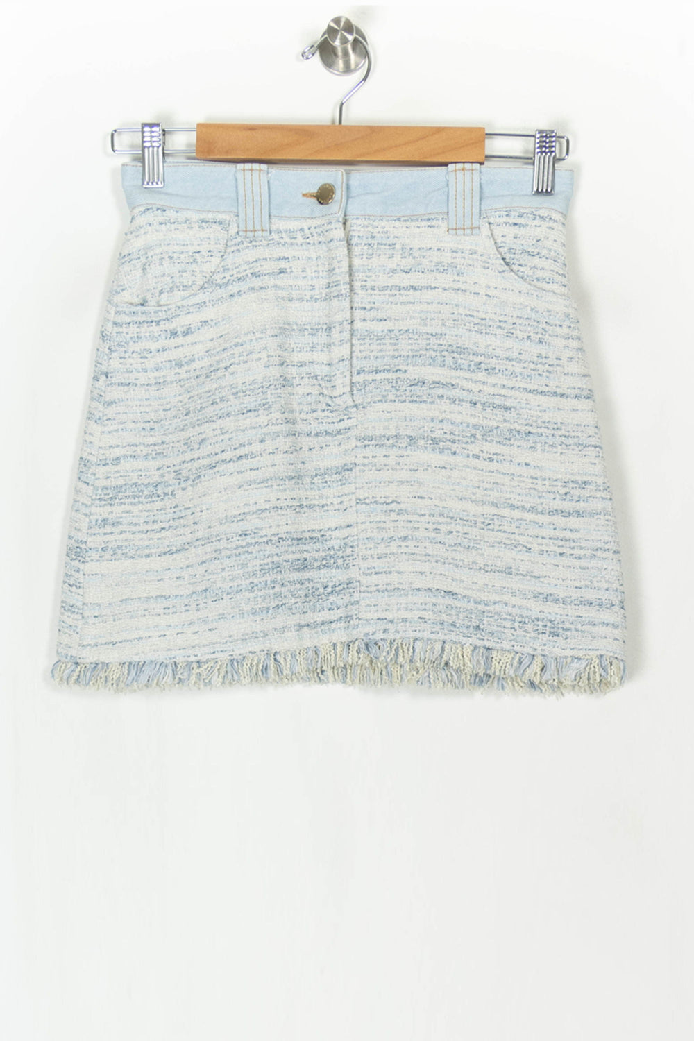 Jupe Midi Bleue et Blanche - Taille S/36 de la marque Sandro | PARAD124395 - Vendu par Paradigme - Image 2