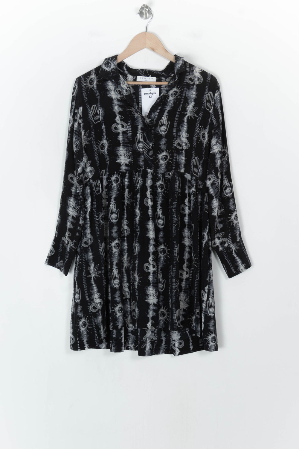 Robe Midi Noire et Blanche - Taille L/40 de la marque Sandro | PARAD124400 - Vendu par Paradigme - Image 2