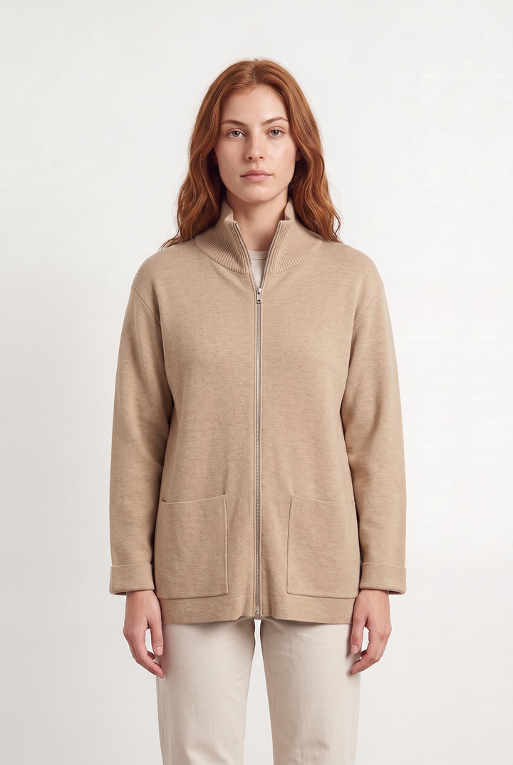 Gilet Zippé Beige - Taille S/36 de la marque ZAPA | PARAD124408 - Vendu par Paradigme - Image 1
