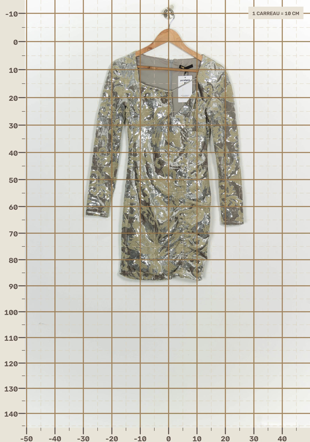 Robe Midi Beige et Argentée - Taille S/36 de la marque Maje | PARAD124411 - Vendu par Paradigme - Image 4
