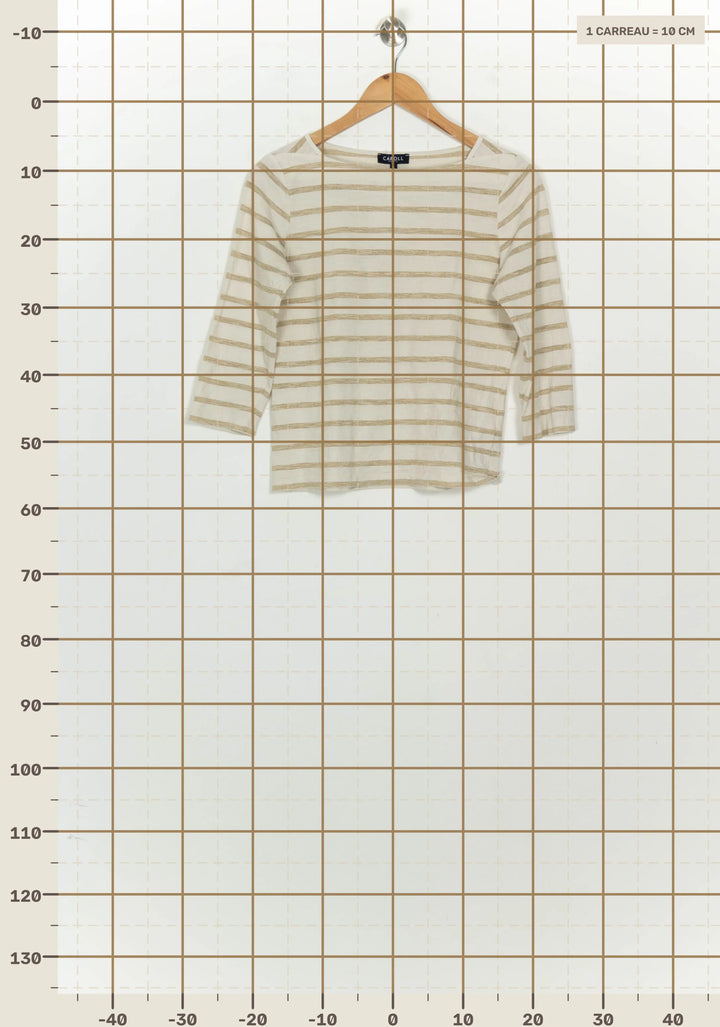 Tee-Shirt Écru et Beige - Taille S/36 de la marque Caroll | PARAD124418 - Vendu par Paradigme - Image 4