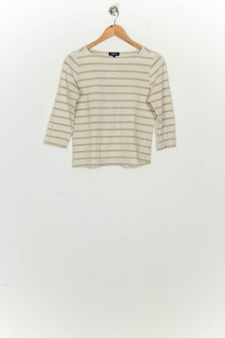 Tee-Shirt Écru et Beige - Taille S/36 de la marque Caroll | PARAD124418 - Vendu par Paradigme - Image 2