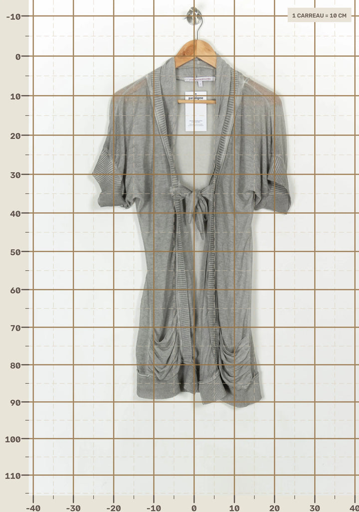 Gilet Long Gris - Taille S/36 de la marque La Fée Maraboutée | PARAD124454 - Vendu par Paradigme - Image 4