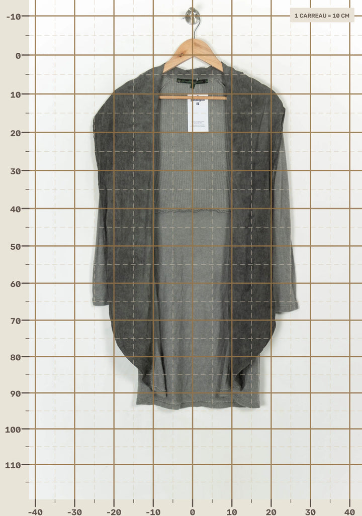 Gilet Long Gris - Taille S/36 de la marque La Fée Maraboutée | PARAD124461 - Vendu par Paradigme - Image 4