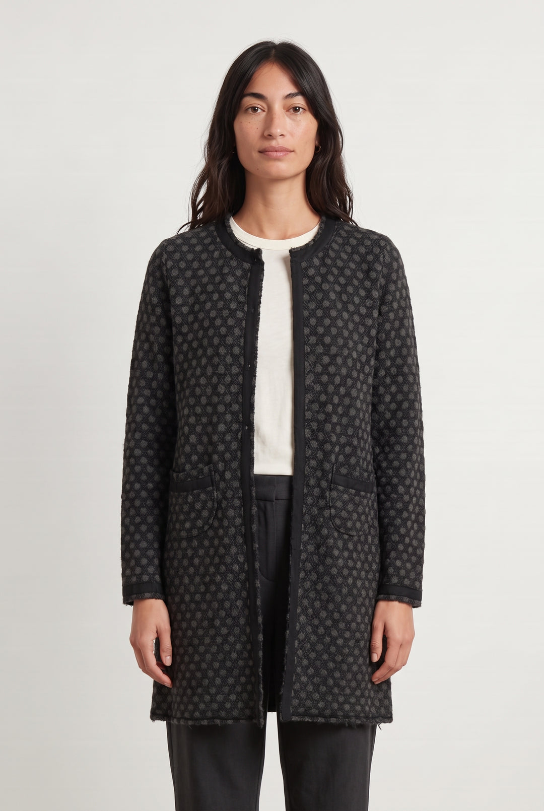 Gilet Long Gris et Noir - Taille S/36 de la marque La Fée Maraboutée | PARAD124462 - Vendu par Paradigme - Image 1