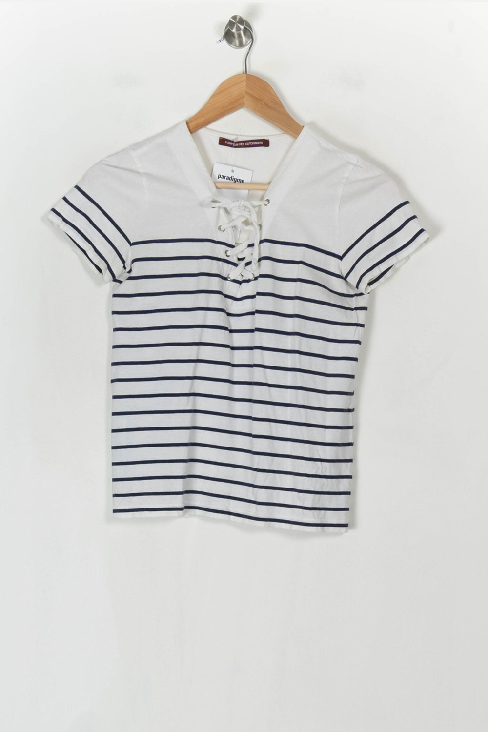 Tee-Shirt Blanc et Bleu - Taille XS/34 de la marque Comptoir des Cotonniers | PARAD124471 - Vendu par Paradigme - Image 2
