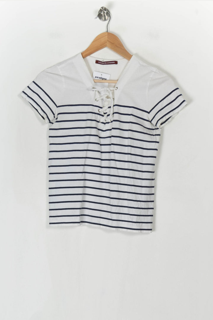Tee-Shirt Blanc et Bleu - Taille XS/34 de la marque Comptoir des Cotonniers | PARAD124471 - Vendu par Paradigme - Image 2
