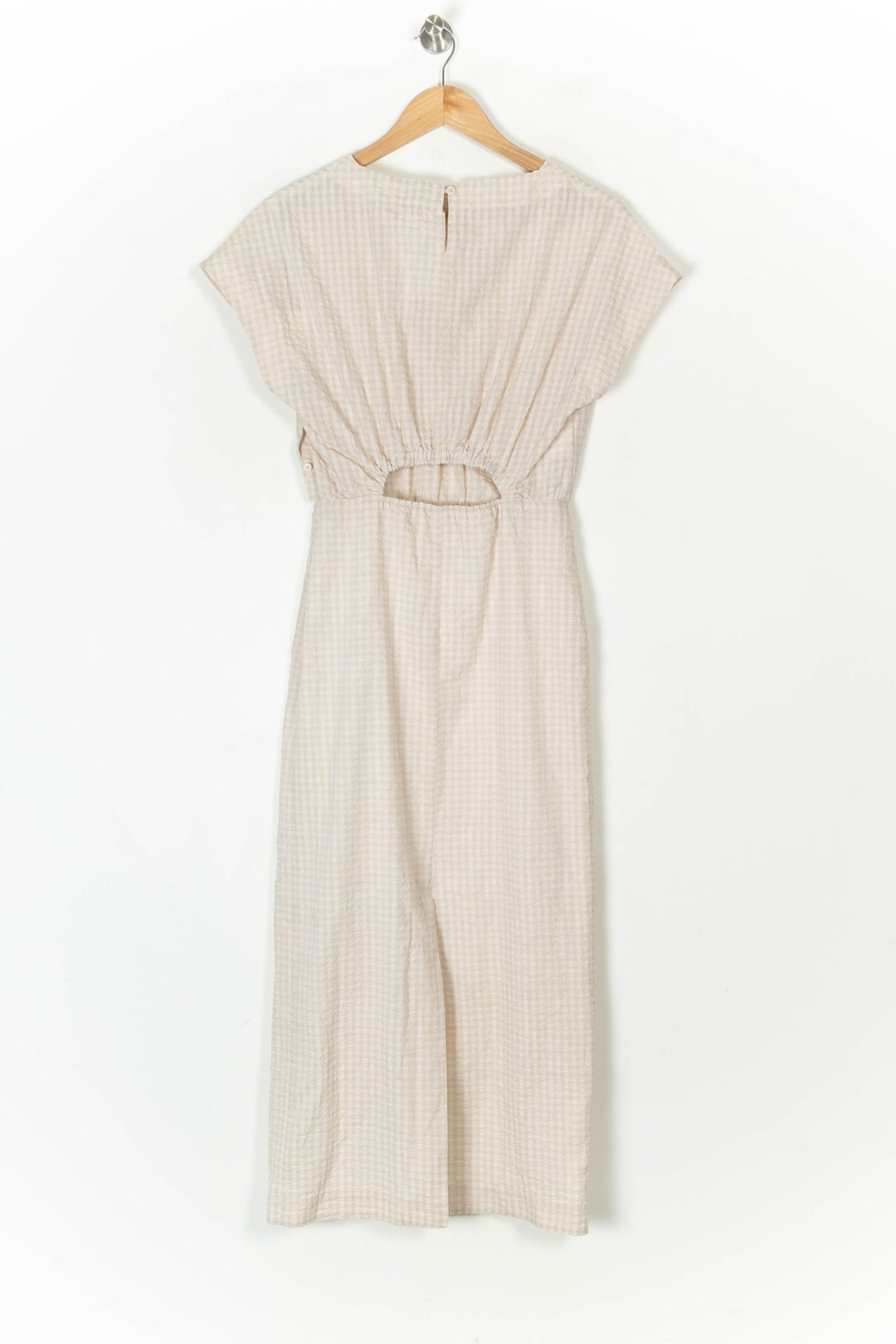 Robe Longue À Carreaux Beige et Blanc - Taille XS/34 de la marque Claudie Pierlot | PARAD124476 - Vendu par Paradigme - Image 5