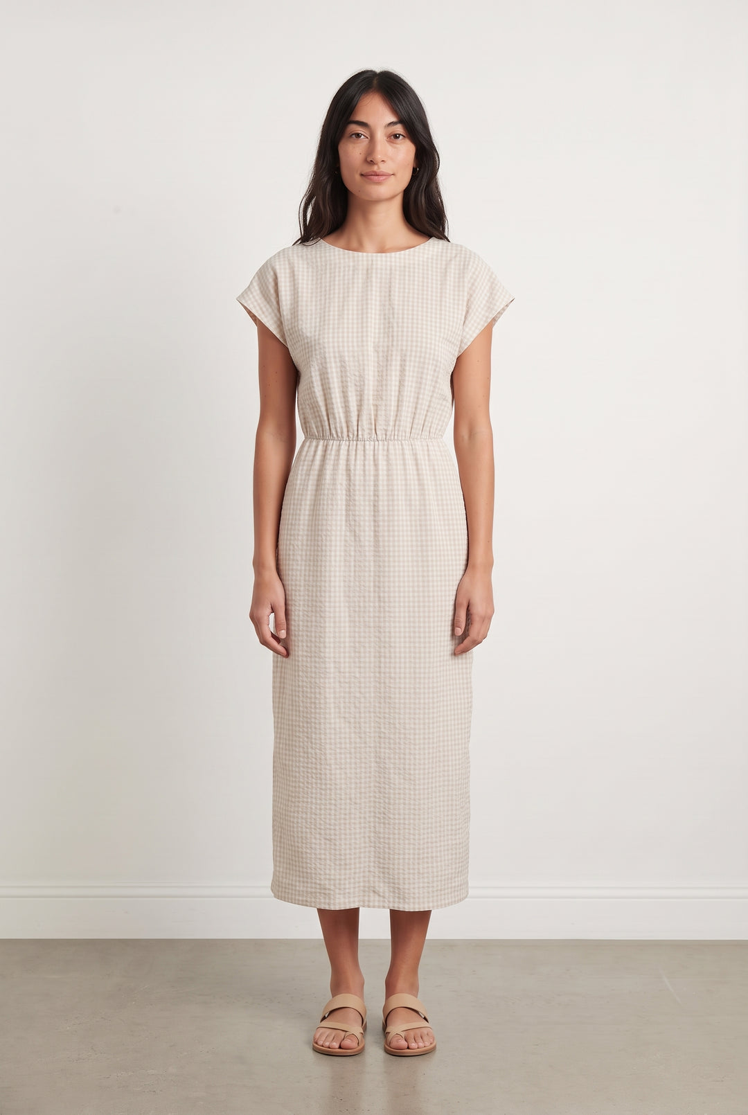 Robe Longue À Carreaux Beige et Blanc - Taille XS/34 de la marque Claudie Pierlot | PARAD124476 - Vendu par Paradigme - Image 1
