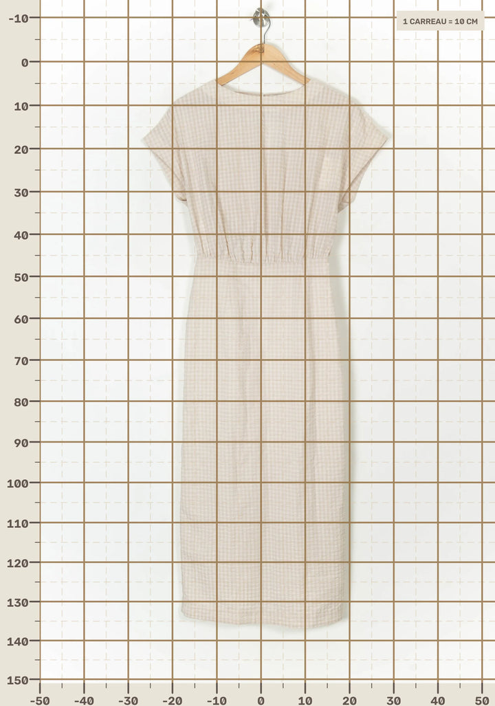 Robe Longue À Carreaux Beige et Blanc - Taille XS/34 de la marque Claudie Pierlot | PARAD124476 - Vendu par Paradigme - Image 4
