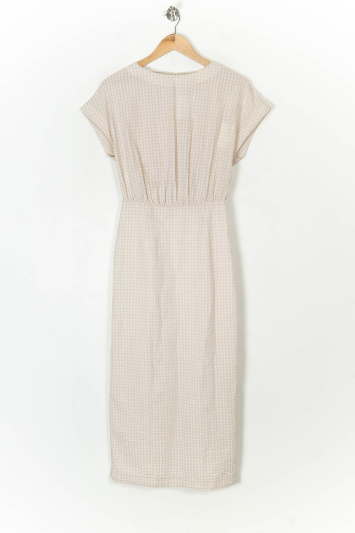 Robe Longue À Carreaux Beige et Blanc - Taille XS/34 de la marque Claudie Pierlot | PARAD124476 - Vendu par Paradigme - Image 2