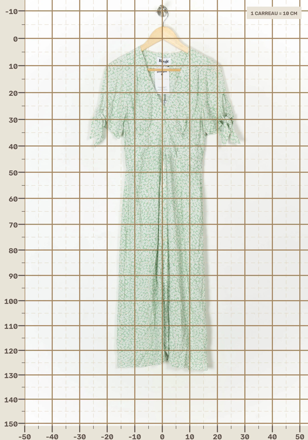 Robe Longue Verte et Blanche - Taille XS/34 de la marque Rouje | PARAD124477 - Vendu par Paradigme - Image 4