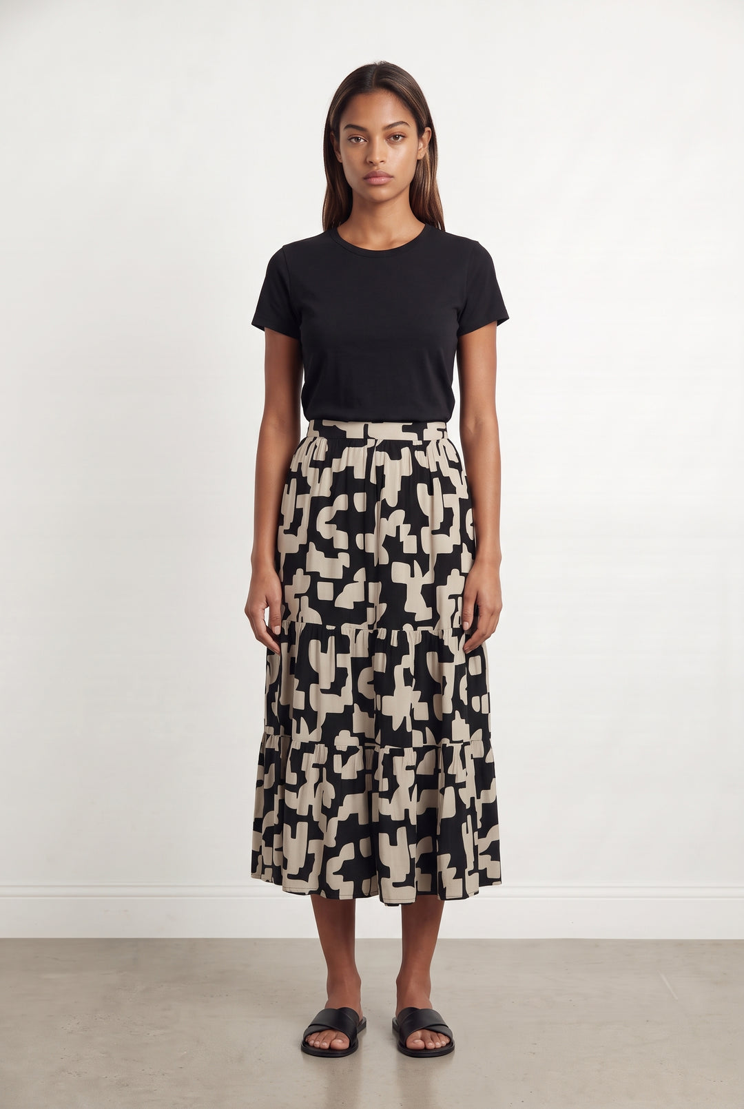 Jupe Midi Noire et Beige - Taille XS/34 de la marque ba&amp;sh | PARAD124490 - Vendu par Paradigme - Image 1